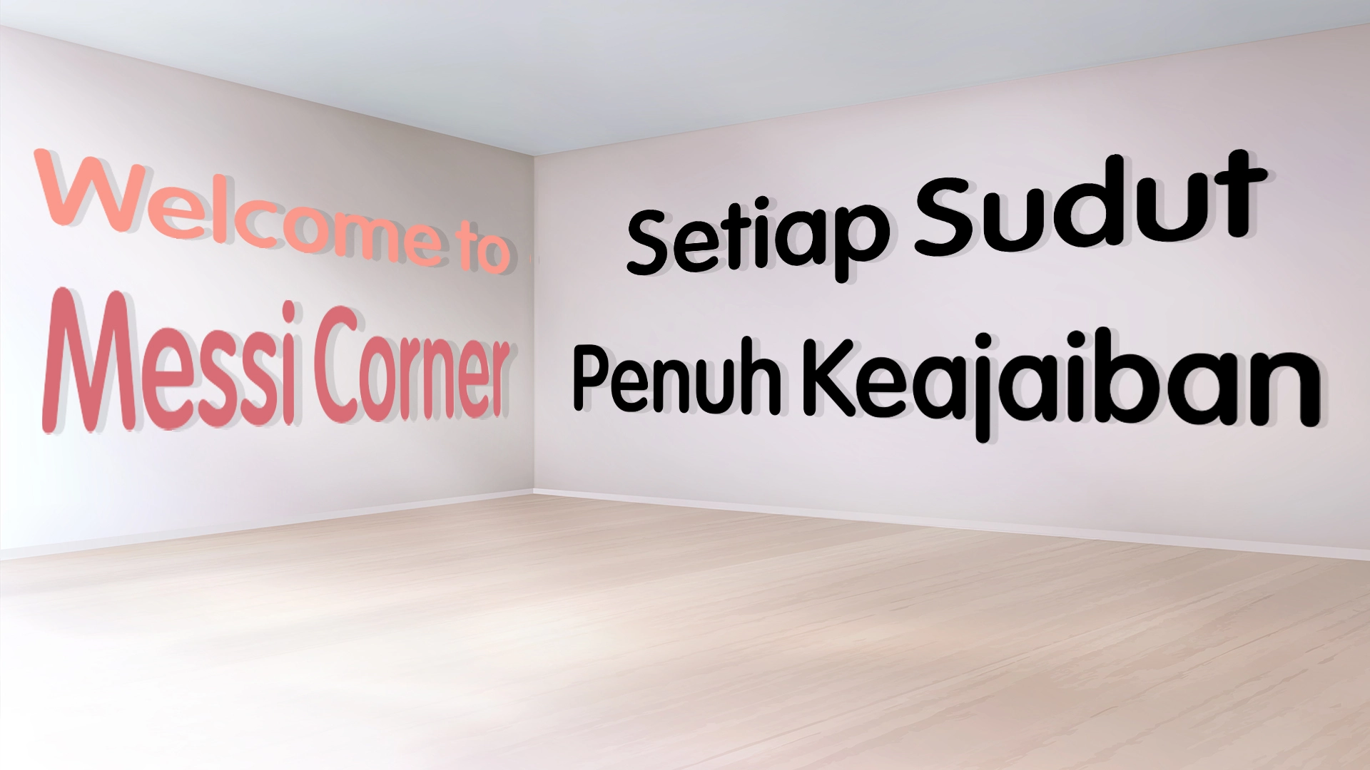 Sudut ruangan dengan text timbul